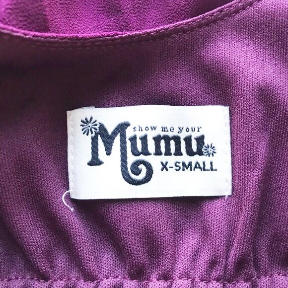 SHOW ME YOUR MUMU Caitlin Ruffle Maxi Bridesmaid Dress Burgundy Womens X-Small - Picture 4 of 8